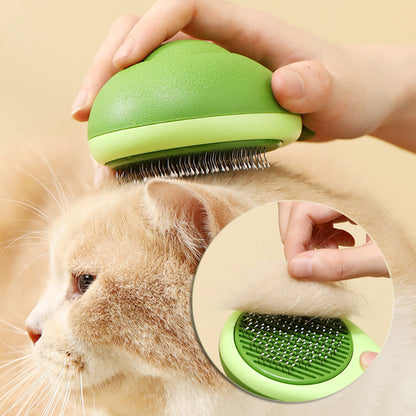 Avocado shaped pet grooming brush with stainless steel pins for cat and dog coat care