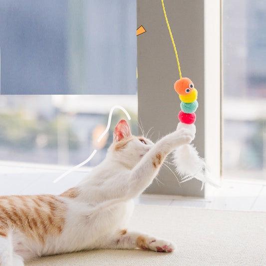 Hanging interactive telescopic mouse cat toy suspended from a door frame