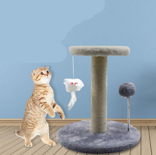 Vertical non flaking cat scratching pole post standing on living room floor