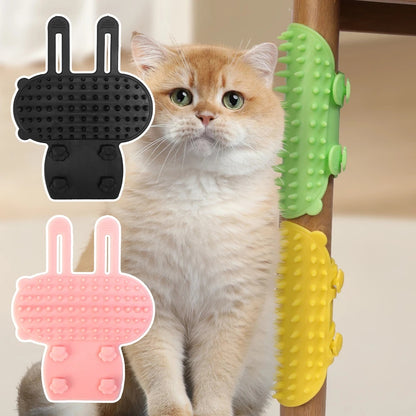Wall corner self grooming cat scratcher comb mounted on wall for cat rubbing